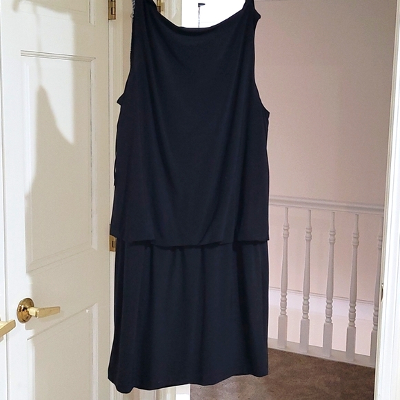 NWT SL Fashions Drape Front Mini Dress with sequin inset SZ 14 - Picture 6 of 8